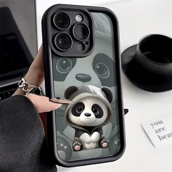 Soft Liquid Silicone Phone Case For iPhone 15 Pro 13 11 14 17 12 16 Pro Max XR XS 7 8 Plus SE Shockproof Bumper Cute Panda Cover - Image 4