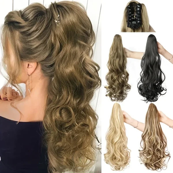 Synthetic Long Curly Wavy Ponytail Hair Extension Claw Clip in Ponytail Hairpiece for Women - Image 1