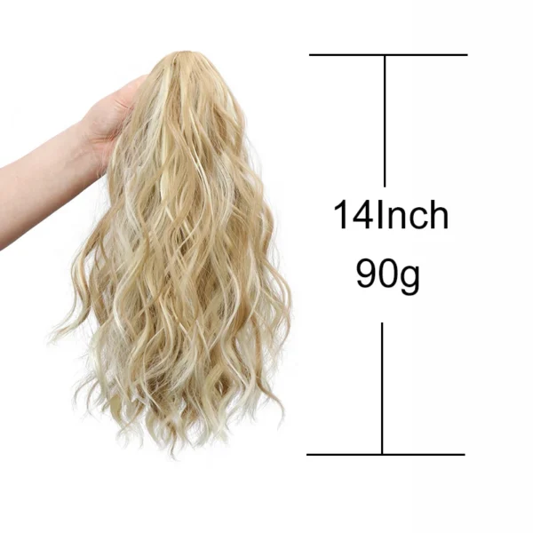 14Inch Synthetic Chic Water Wave Claw Clip Ponytail Hair Extension for Women Short Curly Claw Clip in Hairpiece - Image 4