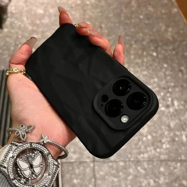 Soft Silicone Fold Pattern Matte Phone Case For iPhone 11 12 13 14 15 16 Pro Max Plus X Xs XR Max Bumper Back Cases Cover - Image 4