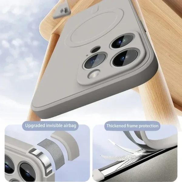 Liquid Silicone Case For iPhone 16 17 15 14 13 12 11 Pro Max Plus Mini Air For Magsafe Magnetic Wireless Charge Soft Cover funda - Image 4
