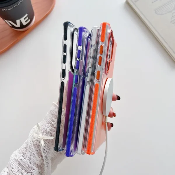 Metal Lens MagSafe Phone Case For Samsung Galaxy S25 S24 Ultra S23 Plus S22 S21 A53 A54 A55 Wireless Charging Discolour Cover - Image 4