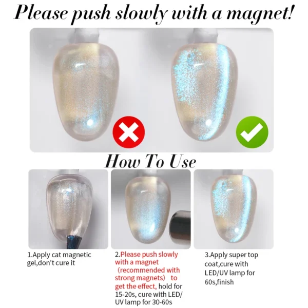BORN PRETTY 10ml Auroras Blue Cat Magnetic Gel Nail Polish Shining Glimmer Fairy Crystal Magnetic Gel Polish for Summer Nail DIY - Image 6