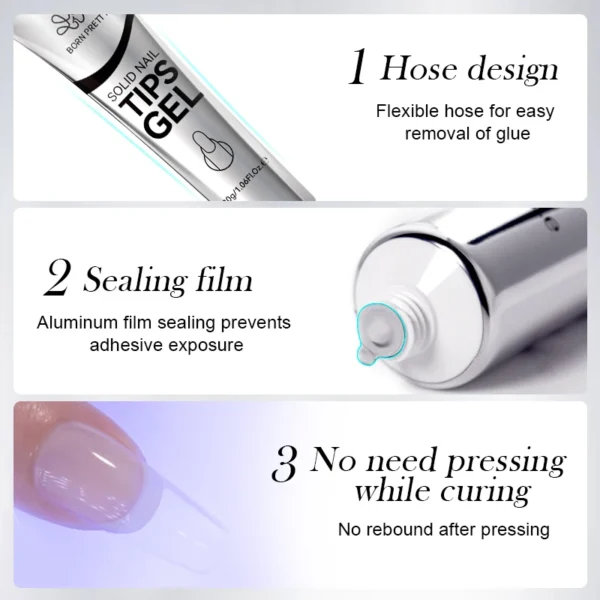 BORN PRETTY Solid Nail Glue Gel for False Nail Tips Extension3D Shaping Sculpting Carving Flower Glue for Press On Nails - Image 3