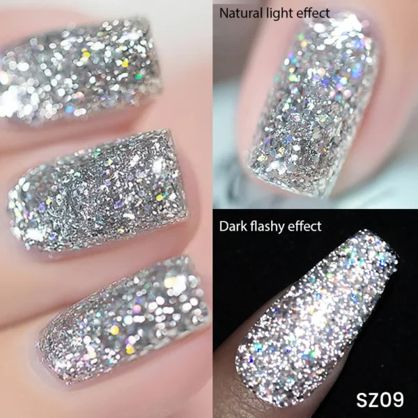 BORN PRETTY Champagne Gold Glitter Reflective Nail Gel Polish 10ml Sparkling Nail Gel Varnis Semi Permanent UV Gel Nail Art Gel - Image 2