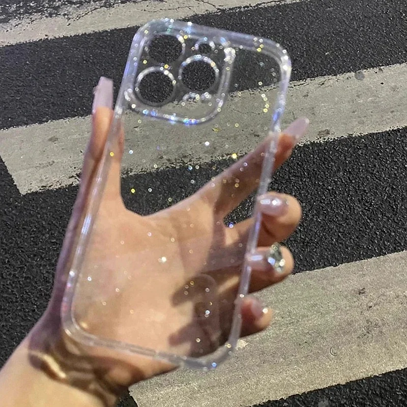 kf-Scdb69a6d55a849418fe40e08ed72f3c1J Soft Glitter Transparent Phone Case For iPhone 17 11 12 13 14 15 16 Pro Max 14 15 16 Plus Shockproof Silicone Clear Bumper Cover - Image 1