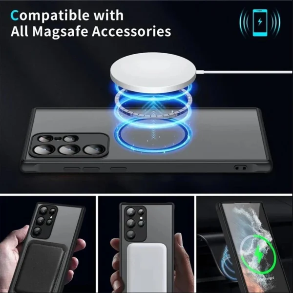 For Magsafe Matte Magnetic Case For Samsung Galaxy S25 S24 S23 S22 S21 Ultra Plus FE Shockproof Frosted Wireless Charge Cover - Image 2