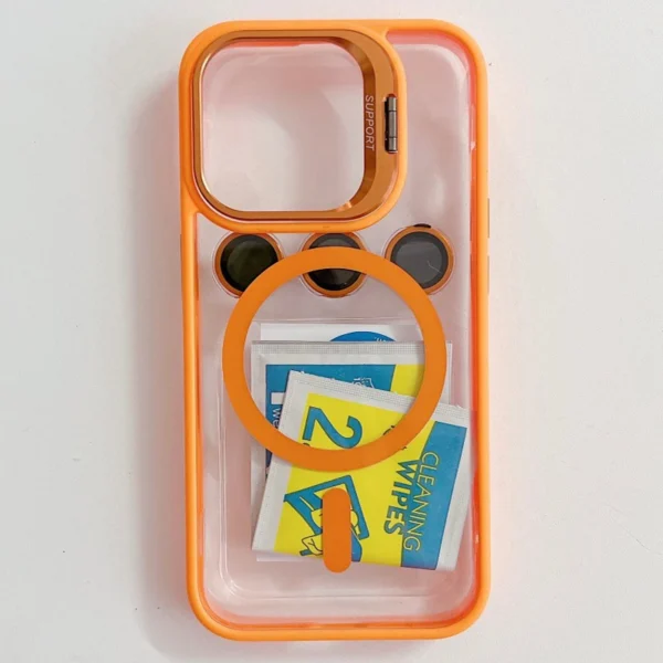 Luxury Magnetic Shockproof Phone Case For iPhone 15 14 13 12 11 16 17 Pro Max Plus 16E Funda Stand Glass Lens Protection Cover - Image 3