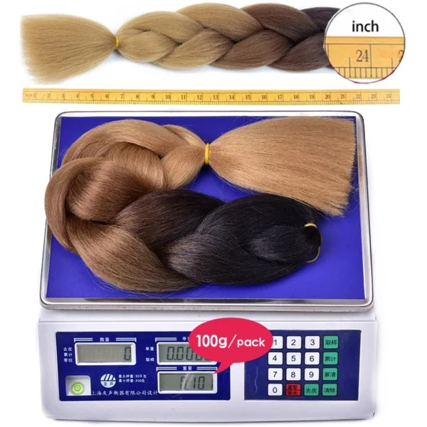 Synthetic Ombre Braiding Hair 24Inch 1Pack Pre Stretched Box Jumbo Colorful Crochet Extensions for Women - Image 4