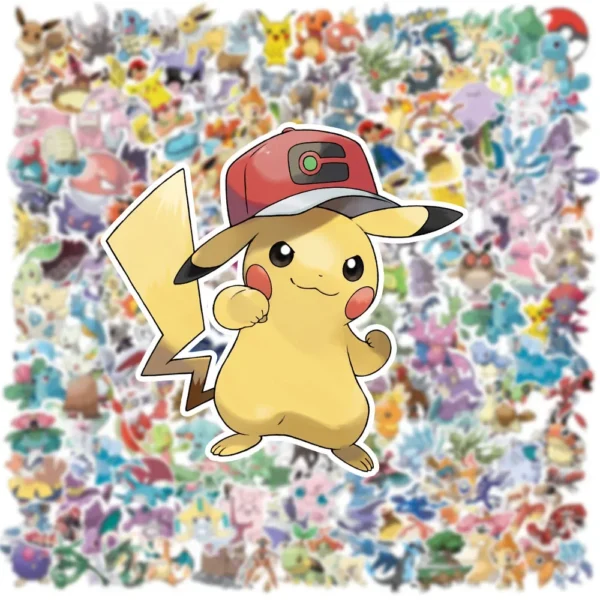 100/200Pcs Kawaii Pikachu Pokemon Stickers for Laptop Phone Suitcase Skateboard Guitar Cute Cartoon Stickers Kid Gift Toys - Image 2