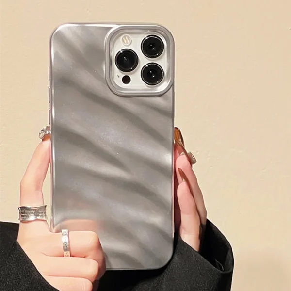 Luxury 3D Silk Wavy Pattern Phone Case For iPhone 14 Pro Max 13 17 11 16 12 15 Pro Max Air XR XS X 7 8 Plus SE Solid Color Cover - Image 3