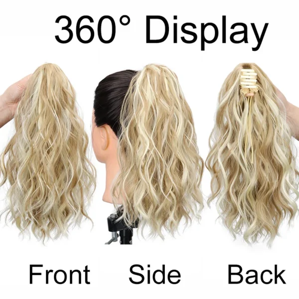 14Inch Synthetic Chic Water Wave Claw Clip Ponytail Hair Extension for Women Short Curly Claw Clip in Hairpiece - Image 2