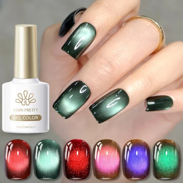 BORN PRETTY 10ml Mint Soda Glass Bead Cat Magnetic Gel Christmas Green Glitter Soak Off UV Gel Nail Art Varnish Manicure - Image 4