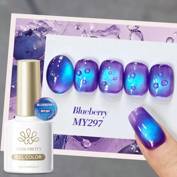 BORN PRETTY 10ml Shining Purple Pink Cat Magnetic Gel Nail Polish Fruit Color Guava Grape Blueberry Fruit Semi Permanent Gel - Image 6