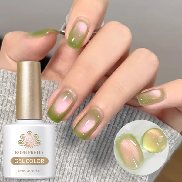 BORN PRETTY 10ml/15ml Guava Green Cat Magnetic Gel Shine Glitter Semi Permanent Soak Off UV Varnish Nail Supplies - Image 3
