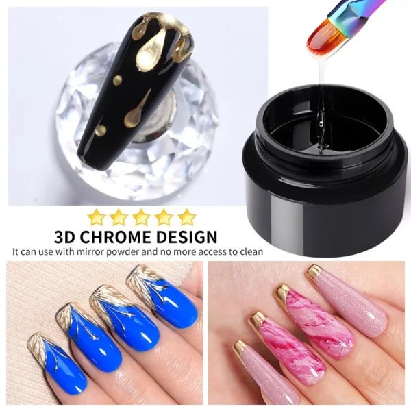 BORN PRETTY 5 IN 1 Clear Water Ripple Gel Polish 3D Shaping Sculpting Carving No-wipe Top Coat Reinforcement Adhesive Gel Glue - Image 4