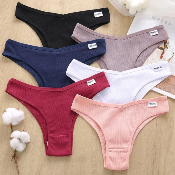 5Pcs/Set Women Cotton Brazilian Panties V Waist Female Underwear Comfortable Underwear Low Rise T-Back Bikini Girls Lingerie New - Image 4