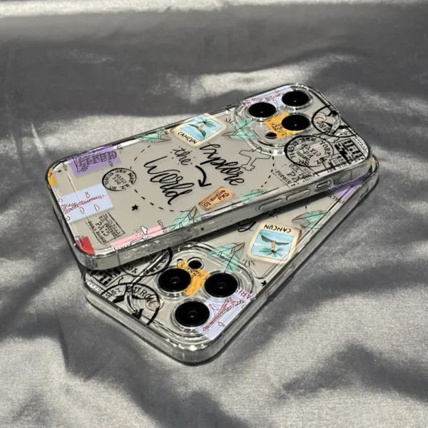 Transparent Phone Case For iPhone 16 Pro 13 17 14 11 12 15 Pro Max 16e XR 7 Plus SE Travel-Inspired Airplane Route Design Cover - Image 6