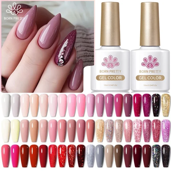 kf-Sd337330d4bd444b6a3ad186315b1e0b0F BORN PRETTY 10ml Gel Nail Polish Red Nude Pink Nail Gel Semi Permanent Solid Nail Gel Varnish Soak Off UV Gel for Base Top Coat - Image 1
