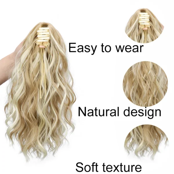 14Inch Synthetic Chic Water Wave Claw Clip Ponytail Hair Extension for Women Short Curly Claw Clip in Hairpiece - Image 5
