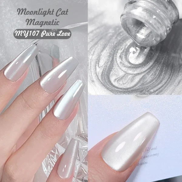 BORN PRETTY Nude Pink Moonlight Cat Magnetic Gel Super White Light Magnetic Nail Sparkling Varnis Semi Permanent 10ml Gel Polish - Image 4