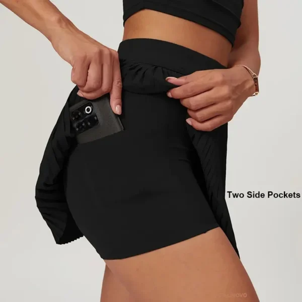 Women's fashion 2-in-1 golf tennis skirt pleated fitness suit with inner pocket, women's sexy style - Image 3