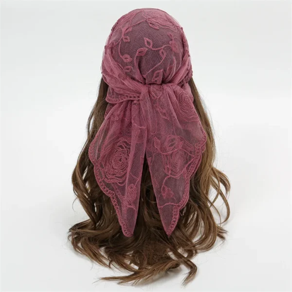 Women Hijab Wrap Shawl Flower Lace Scarves Lady Fashion Wedding Headscarves Female Spring Summer Photo Props Accessories 2024 - Image 4