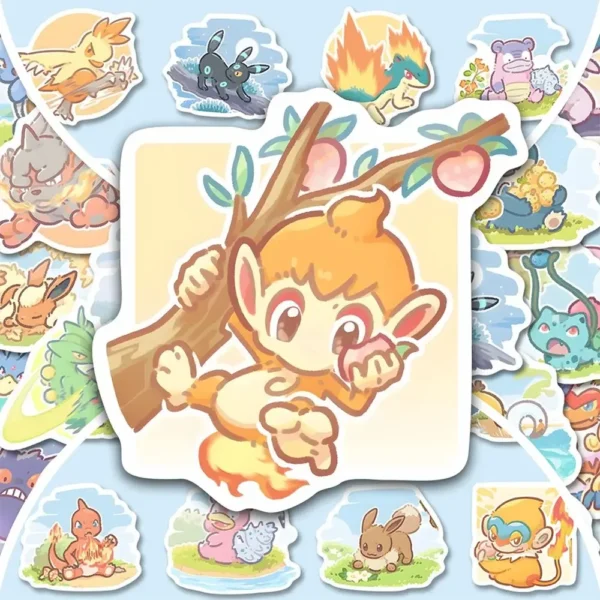 63pcs Pokemon Anime Stickers Pikachu Laptop Skateboard Suitcase Kawaii Sticker Guitar Phone Cartoon Kid Gift Toys - Image 3