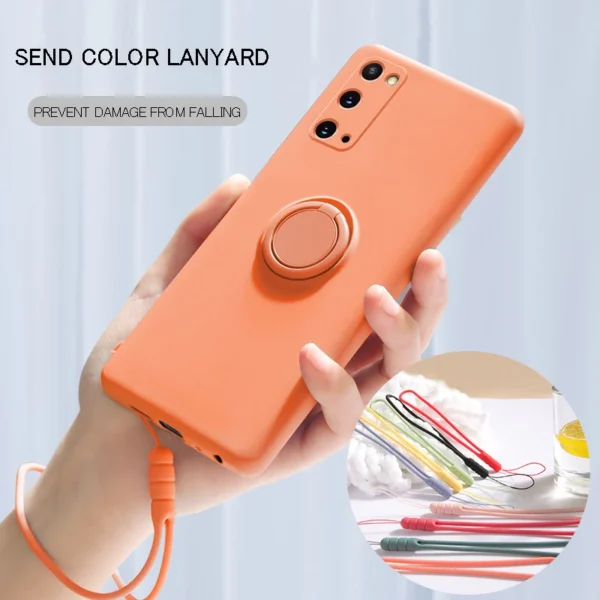 Ring Holder Magnetic Case For Samsung Galaxy S21 S22 Ultra S20 S21 FE S10 Plus Note 20 S9 Plus Soft Liquid Silicone Stand Cover - Image 4