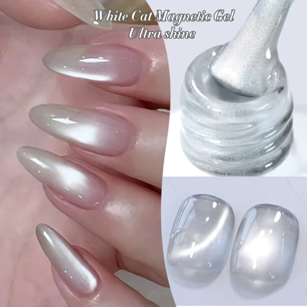 BORN PRETTY 10ml Flow Light White Cat Magnetic Gel Nail Polish Ultra Shine Soak Off UV Gel Mirror Glass Bead Gel Nail Art - Image 2