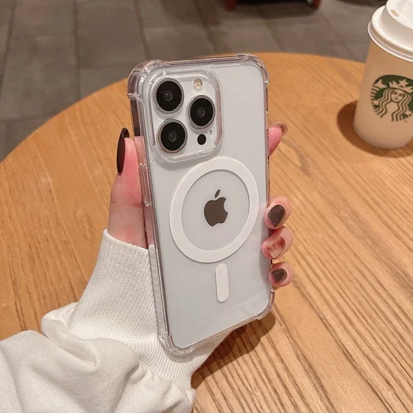Luxury Shockproof Magsafe Wireless Charge Transparen Case For iPhone 11 12 13 14 15 16 17 Pro Max Plus Air Magnetic Bumper Cover - Image 2