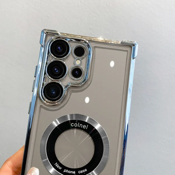 Luxury Plating Magnetic Wireless Charge Case For Samsung S25 S24 Ultra S23 FE S22 Plus Clear Shockproof Camera Protection Cover - Image 2