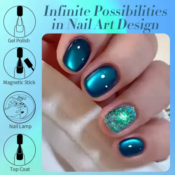 BORN PRETTY 10ml Auroras Blue Cat Magnetic Gel Nail Polish for Winter Nails Jelly Glass Water Light Varnis Semi Permanent Nail - Image 5