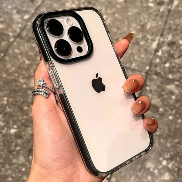 Luxury Transparent Airbag Phone Case For iPhone 17 16 15 14 13 12 11 Pro Max Plus 17 Air Contrasting Bumper Shockproof TPU Cover - Image 2