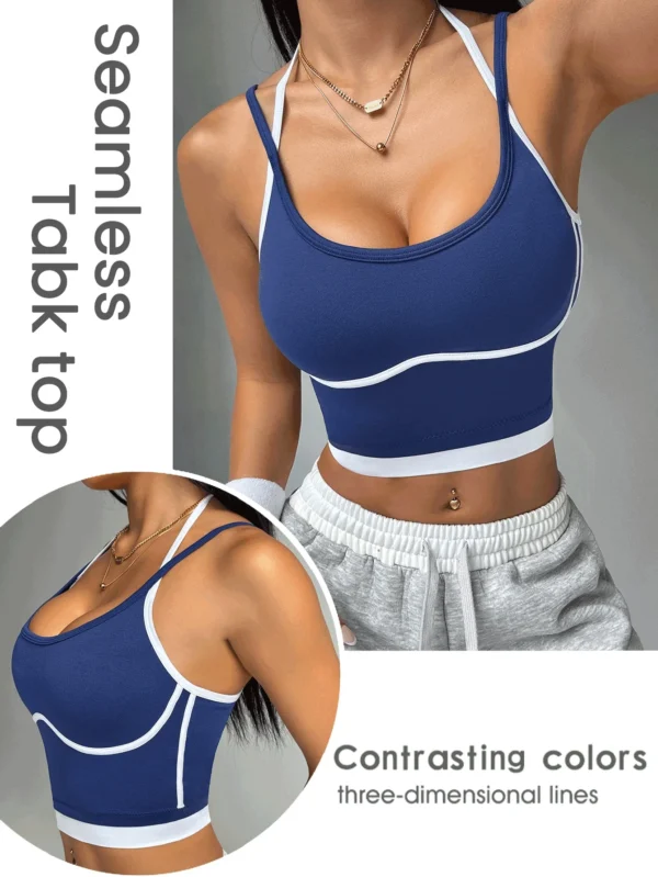 Color blocking non steel ring beautiful back sports vest for women's outdoor wear, fitness running, shock-absorbing gathering, s - Image 6