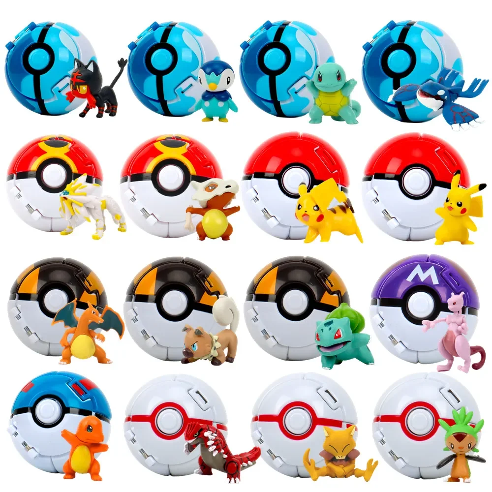 kf-Sda1a6c8e631c4c03a10c9af2c395eb22X Pokemon Elf Ball Pokeball Anime Figure Cartoons Pikachu Charizard Piplup Kyogre Pocket Monster Pet Anime Action Model Toy Gifts - Image 1