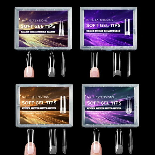 2XL Extra Long Soft Gel Tips Half Matte Clear Full Cover False Nails Stiletto Square Oval Press On Nails For Extension Design - Image 3