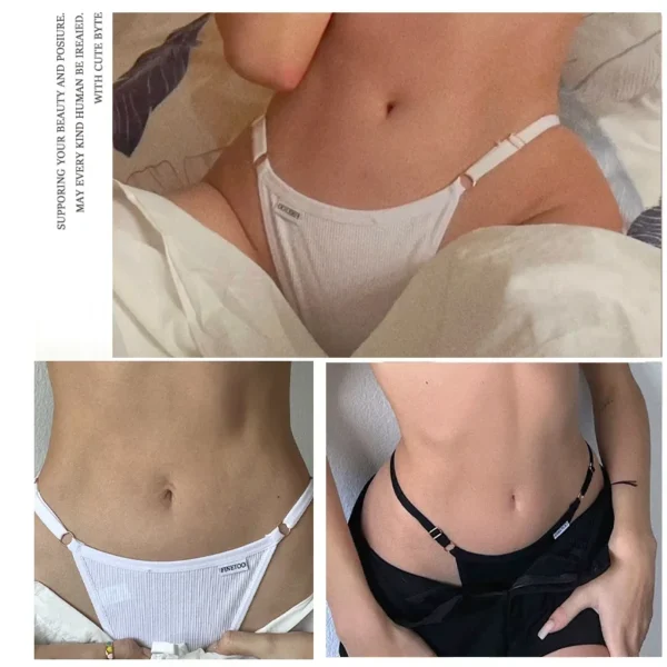 5Pcs Women's Cotton Adjustable Waist Panties Sexy Thongs G-String Solid Color Seamless Intimate Female Underpants Lingerie S-XL - Image 2