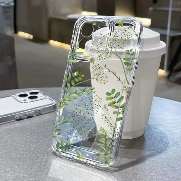Abstract Plants Flower Phone Case For iPhone 16 Pro Case iPhone 13 15 14 11 12 17 Pro Max 7 8 Plus XR 16e XS SE Clear Soft Cover - Image 2