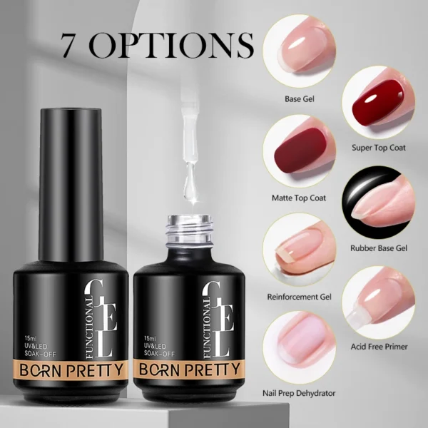 BORN PRETTY 15ml Base Top Coat Reinforcement Gel for Soak Off UV LED Nail Art Gel Nail Polish Function Gel - Image 2