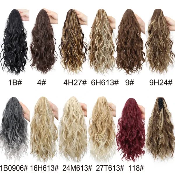 Synthetic Short Water Wave Curly Claw Clip-in Ponytail Hair Extension Black Blonde Hairpiece for Women Fashion Hair Accessories - Image 2