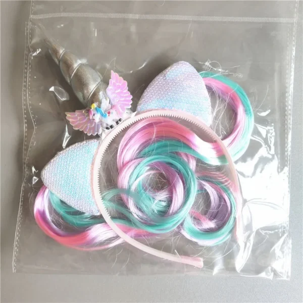 Girl Headband Kids Candy Color Sparkle Sequins Unicorn Braid Children Christmas Rainbow Hair Accessories Baby Birthday Hair Band - Image 3