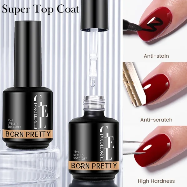 BORN PRETTY 15ml Base Top Coat Reinforcement Gel for Soak Off UV LED Nail Art Gel Nail Polish Function Gel - Image 4