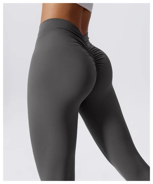 Yoga Pants Back V-Waist Fitness Hip Lift Honey Peach Hip Sports Tights No Awkwardness Thread Warp Hip Long Pants - Image 1
