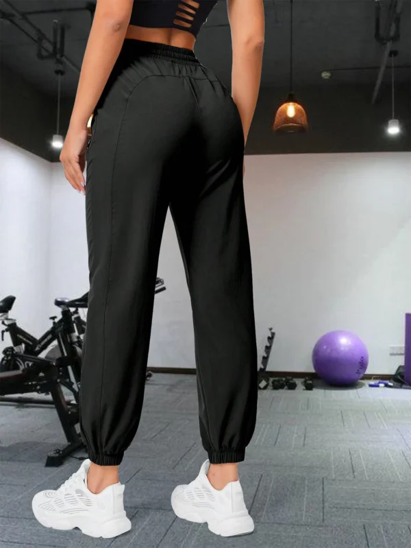 Loose running and fitness pants, women's side pockets, outdoor casual sports pants, ankle tied yoga pants - Image 3