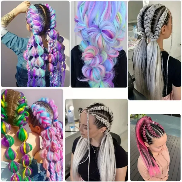 Synthetic 24Inch Long Straight Braiding Hair Extensions Colorful Jumbo Twist Crochet Braids Hair Accessories for Women - Image 6