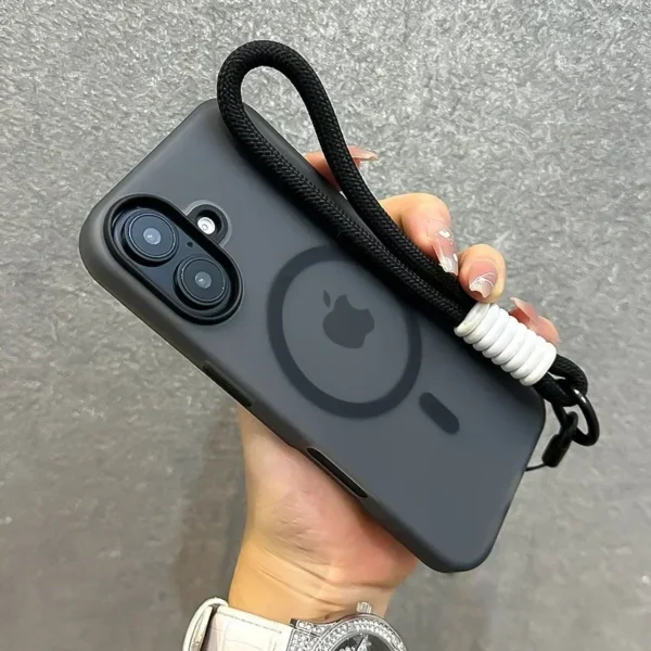 For Magsafe Candy Color Contrast Lanyard Case For iPhone 16 15 17 Pro Max 14 Plus 11 12 13 16e Hand Wrist Strap Matte Soft Cover - Image 3