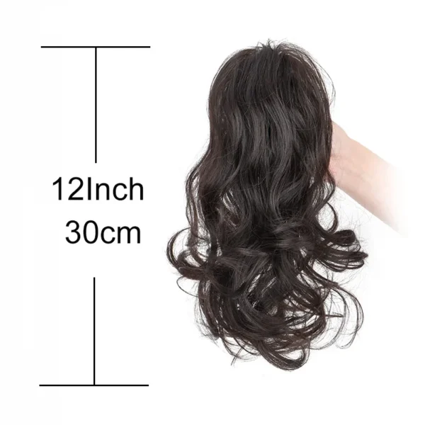 Synthetic 12Inch Ponytail Claw Clip Ponytail Extensions Short Curly Ponytail Ladies Black Brown Blonde Hair Clip for Women - Image 3