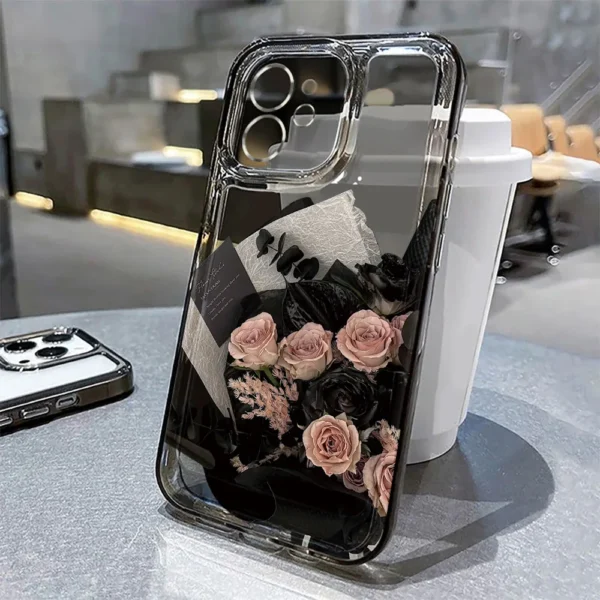 Rose Flower Phone Case For iPhone 16 Pro Case iPhone 17 11 13 15 12 14 Pro Max 16E XR XS 7 8 Plus SE Soft Shockproof Clear Cover - Image 4