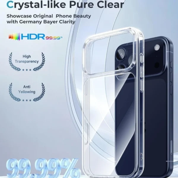 Crystal Clear Anti-Yellowing Transparent Phone Case for iPhone 17 Pro Max 17 Air 16 Pro 15 14 13 12 11 Shockproof Bumper Cover - Image 2